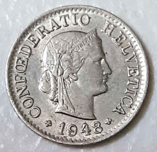 [196444099574] Switzerland 5 Rappen 1948 coin nice circulated condition