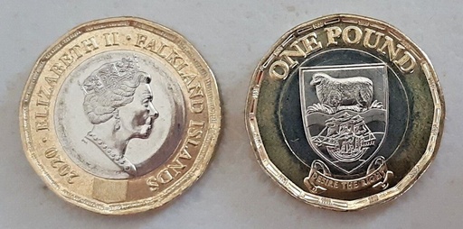 [195253556294] Falkland Islands 1 pound bimetallic uncirculated coin