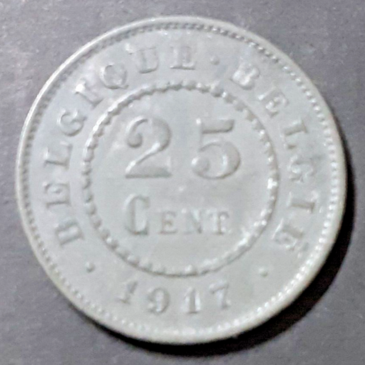 [196530677085] Belgium 1917 25 centimes coin nice circulated condition