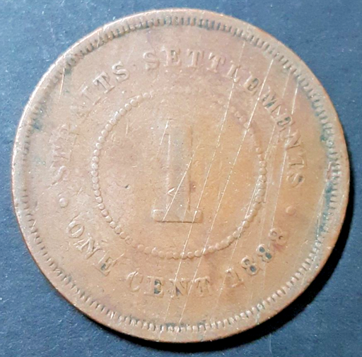 [196530694645] Straits Settlements 1888 1 cent coin nice circulated condition