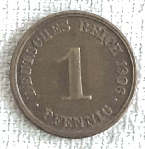 [196895062171] Imperial Germany 1 Pfennig 1906-J Hamburg coin nice circulated condition