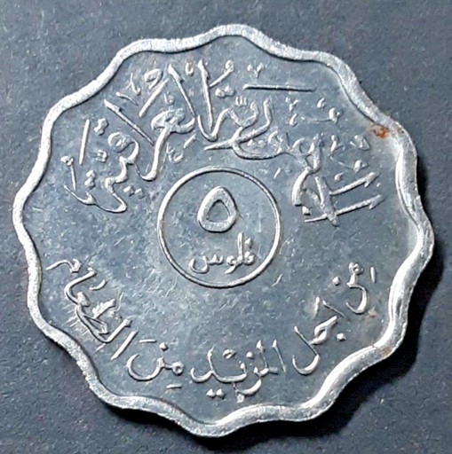 [196564085637] Iraq 5 Fils 1975 coin great lightly circulated condition