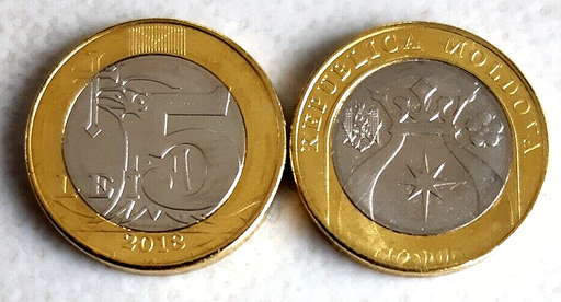 [195716960957] Moldova 2018 5 Lei coin uncirculated condition from mint roll