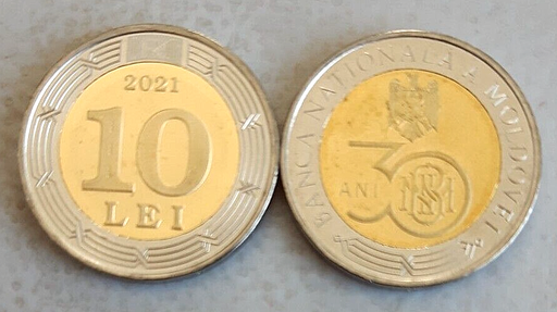 [195717023674] Moldova 10 Lei 2021 30 years of the national bank commemorative bimetallic coin