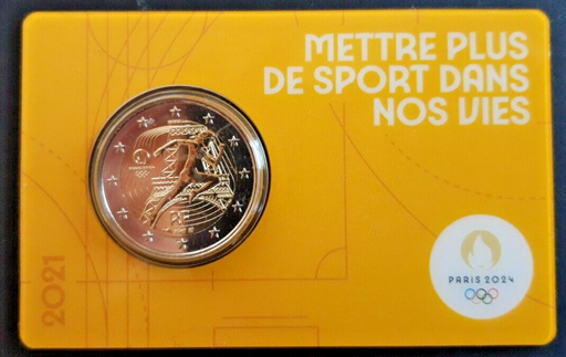 [197125352184] France 2 Euros 2021 brilliant uncirculated coin Paris Olympics