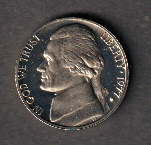 [197125538516] USA nickel 5 cents 1977-S proof from set uncirculated Jefferson