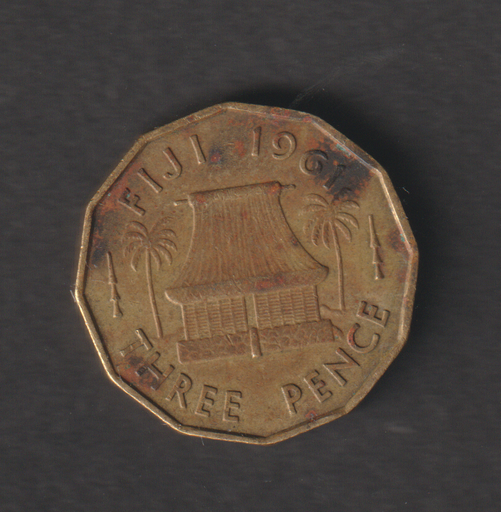[197128057887] Fiji 1961 3 pence coin circulated condition