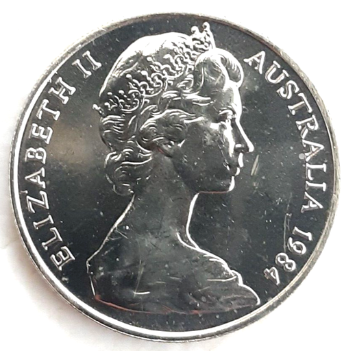 [196142587912] Australia 1984 10 Cents coin uncirculated in a 2x2 coin folder ex mint set