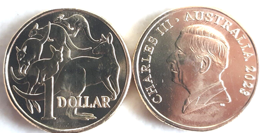 [196256156464] Australia 2023 $1 1 Dollar coin King Charles III uncirculated from mint roll