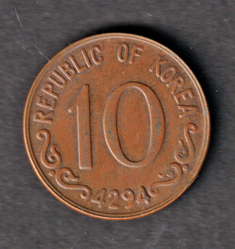 [197131210319] Korea 10 Hwan 4294 (1961) coin nice circulated condition