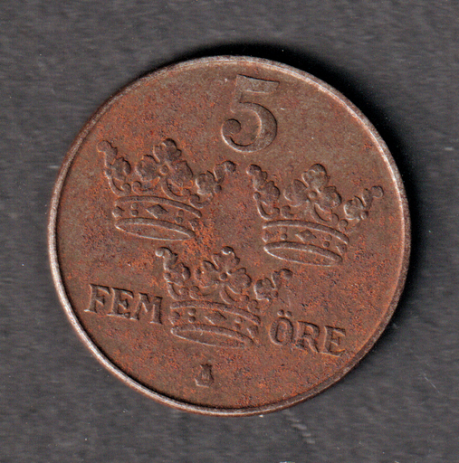 [197131247616] Sweden 5 Ore 1948 iron coin decent circulated condition