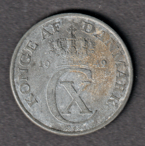 [197131333866] Denmark 5 Ore 1942 coin WWII circulated condition
