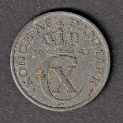 [197131347084] Denmark 5 Ore 1943 coin WWII circulated condition