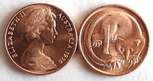 [195896938193] Australia 1 cent coin 1975 lightly circulated Red rare in this condition