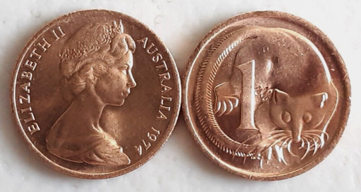 [195896949657] Australia 1 cent coin 1974 lightly circulated Red rare in this condition