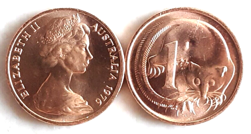 [195896971962] Australia 1 cent coin 1976 lightly circulated Red rare in this condition