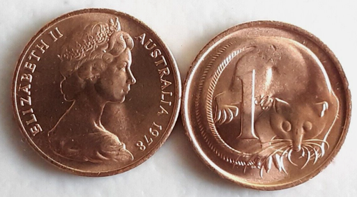 [195897198399] Australia 1 cent coin 1978 lightly circulated Red rare in this condition