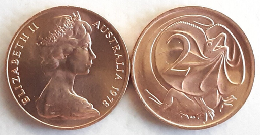 [195897255521] Australia 2 cents coin 1978 lightly circulated Red rare in this condition