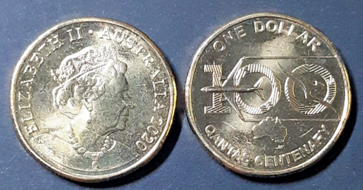 [196518080608] Australia 2020 $1 1 Dollar Qantas Centenary coin ex bank bag uncirculated