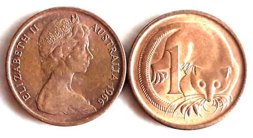 [195900956712] Australia 1966 1 cent 1c RB coin circulated condition scarce
