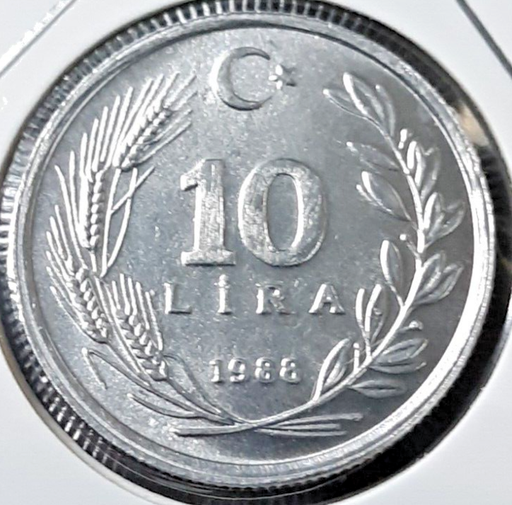 [196579194146] Turkey 10 Lira coin 1987 uncirculated condition