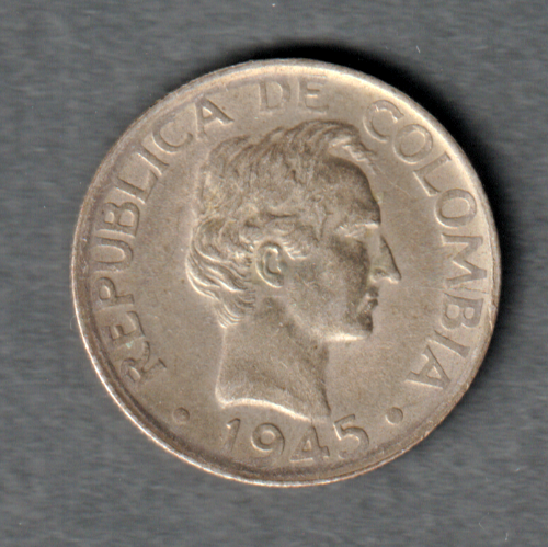 [196968632401] Colombia 1945-B 20 Centavos .500 silver coin circulated condition