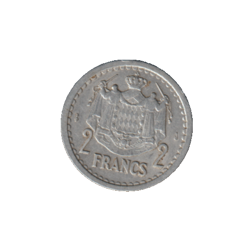 [196968672129] Monaco 1943 2 Francs Aluminium coin circulated condition low mintage
