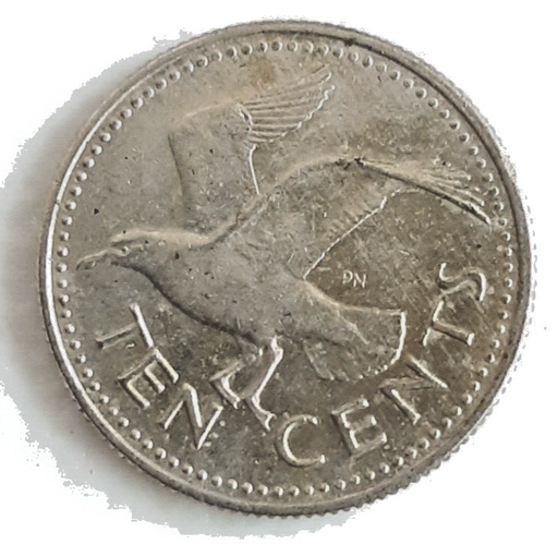 [196970212231] Barbados 1973 10 cents coin circulated condition