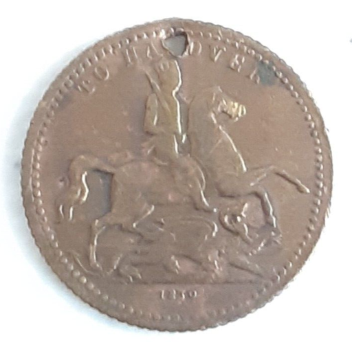 [196970582975] Cumberland Jack To Hanover token 1830 used condition holed