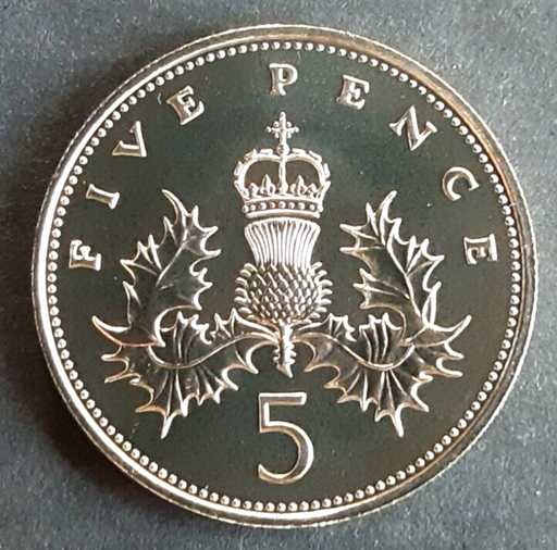 [196264820536] Great Britain 5 pence uncirculated coin 1986