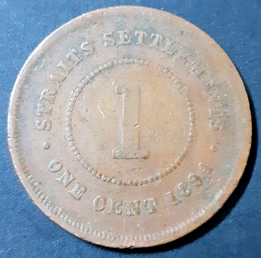 [196531446275] Straits Settlements 1884 1 cent coin nice circulated condition