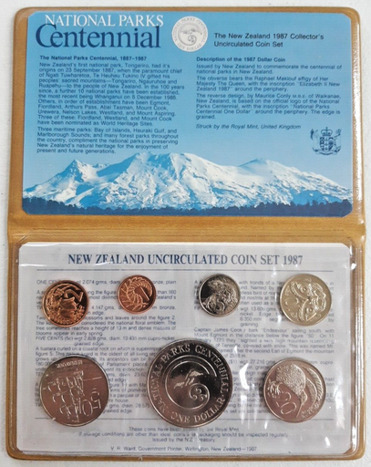 [197163922152] New Zealand 1987 Year coin set brilliant uncirculated in original packaging