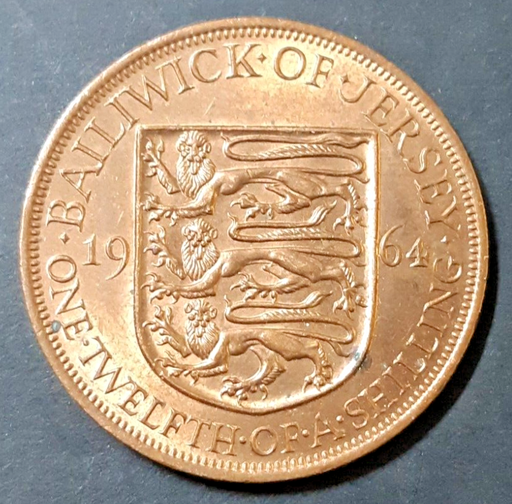 [196531520904] Jersey 1964 1/12 Shilling coin almost uncirculated condition