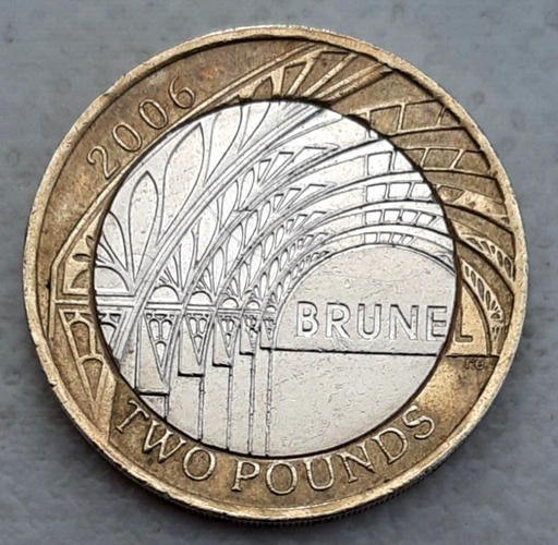 [196372838906] Great Britain 2 two pounds coin 2006 Brunel Paddington Station