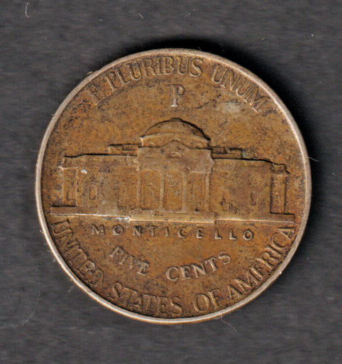 [197168880569] USA Jefferson Wartime Nicklel 5c 1943-P .350 silver coin circulated condition