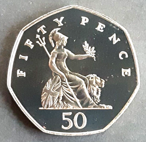 [196264867598] Great Britain 50 pence uncirculated coin 1985