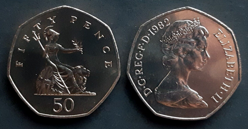[196264974451] Great Britain 50 pence uncirculated coin 1982