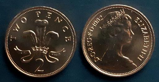 [196265008674] Great Britain 2 pence uncirculated coin 1982