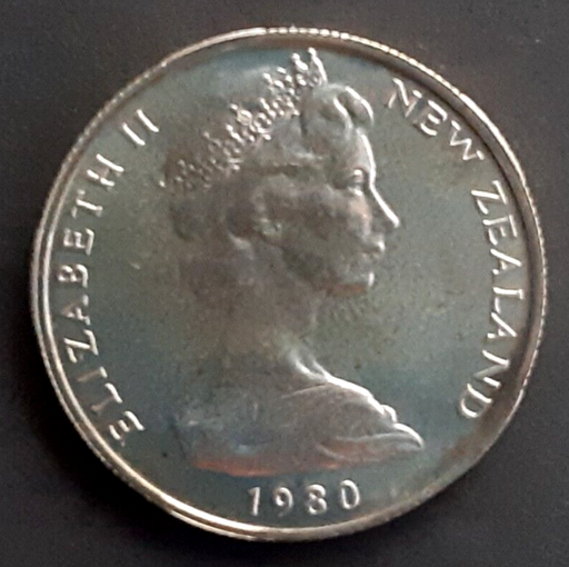 [196266560447] New Zealand 50 Cents coin 1980 brilliant uncirculated