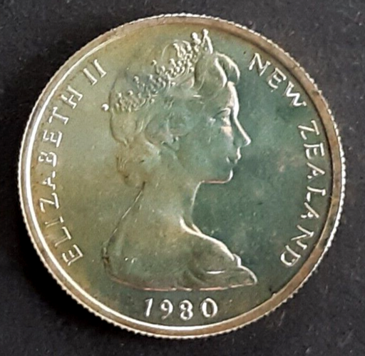 [196267479612] New Zealand 5 Cents coin 1980 brilliant uncirculated