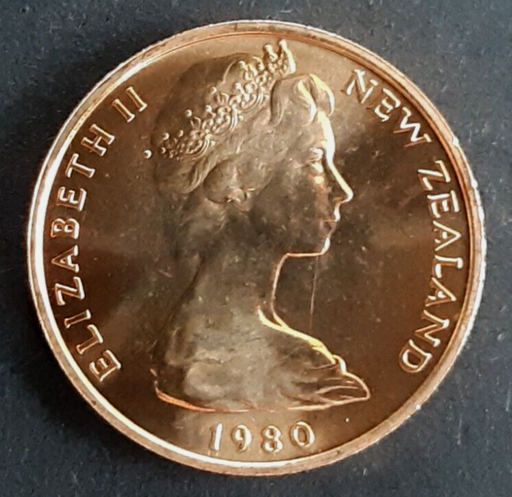 [196267484930] New Zealand 2 Cents coin 1980 brilliant uncirculated