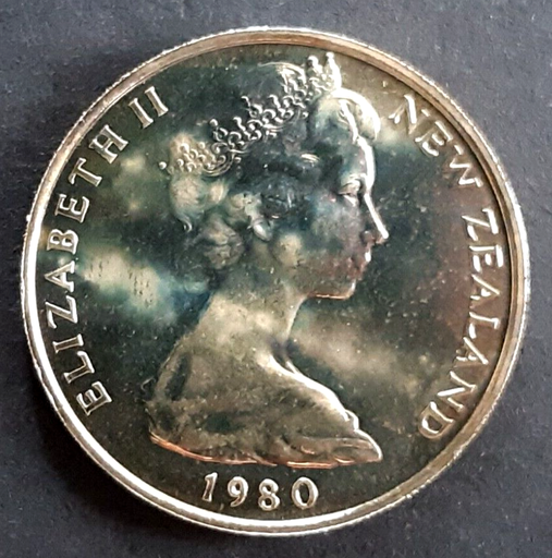 [196267518733] New Zealand 10 Cents coin 1980 brilliant uncirculated