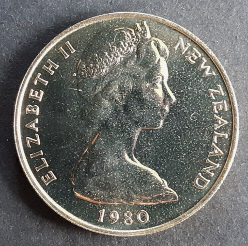 [196267527977] New Zealand 20 Cents coin 1980 brilliant uncirculated