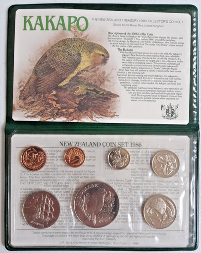 [197262016210] New Zealand 1986 Year uncirculated coin set in original packaging