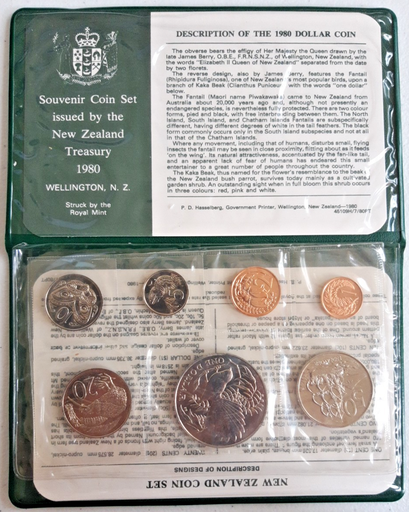 [197262059105] New Zealand 1980 Year uncirculated coin set in original packaging