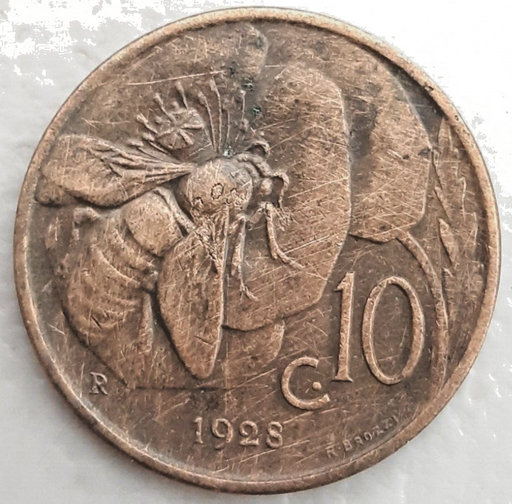 [196677142407] Italy 10 Centesimi 1928 coin great circulated condition