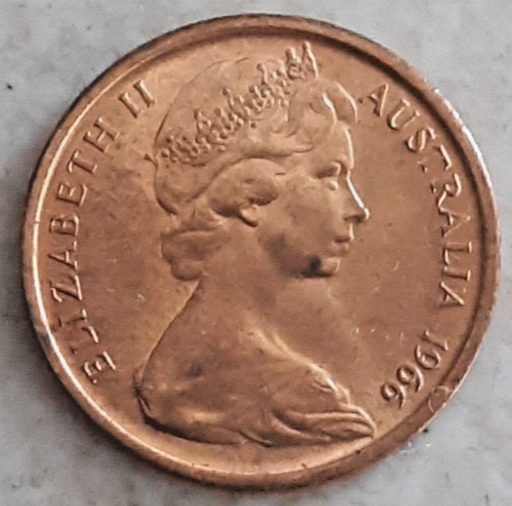 [196854675080] Australia 1966 1c 1 cent coin RD uncommon in this condition