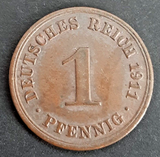 [196528956241] Imperial Germany 1 Pfennig 1911-A coin circulated condition