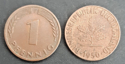 [196529115947] Germany 1 Pfennig 1950-F coin circulated condition