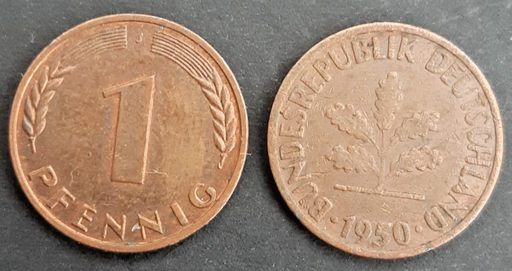 [196529155823] Germany 1 Pfennig 1950-J coin circulated condition